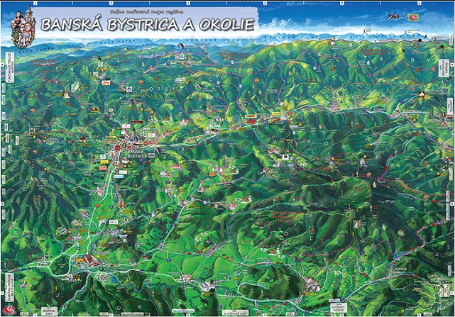 painted map Banska Bystrica